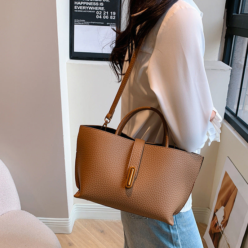 Litchi Pattern Shoulder Bag