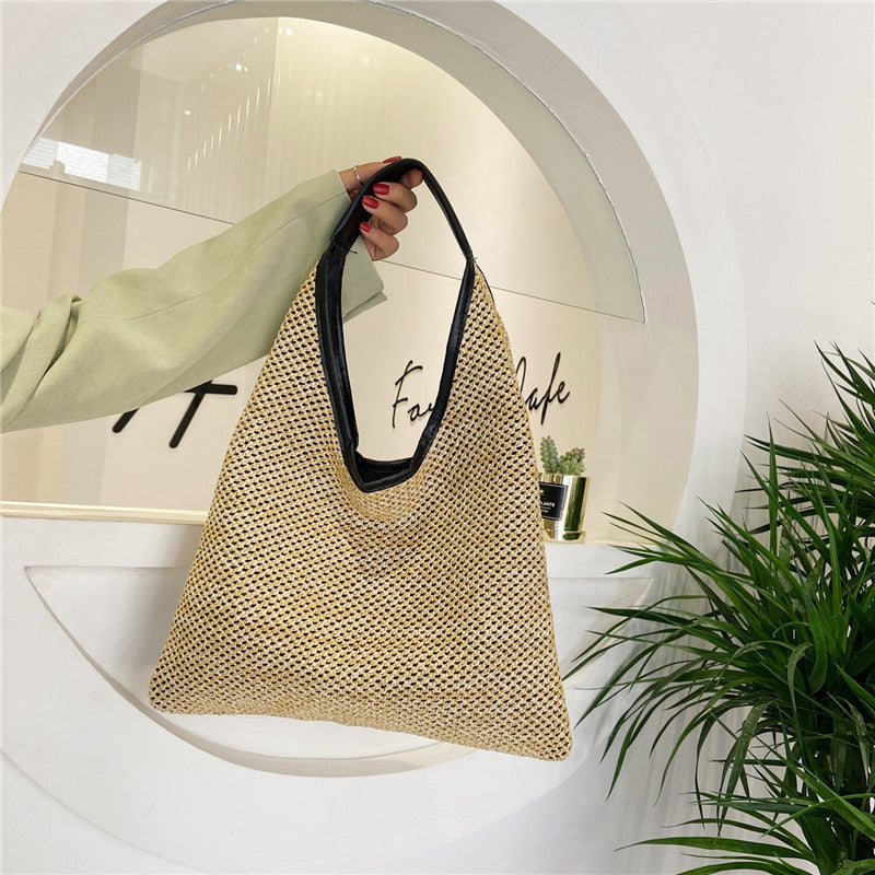 Women Shoulder Bags Wikcer Woven Female Handbags Large Capacity Summer Beach Straw Bags Casual Totes