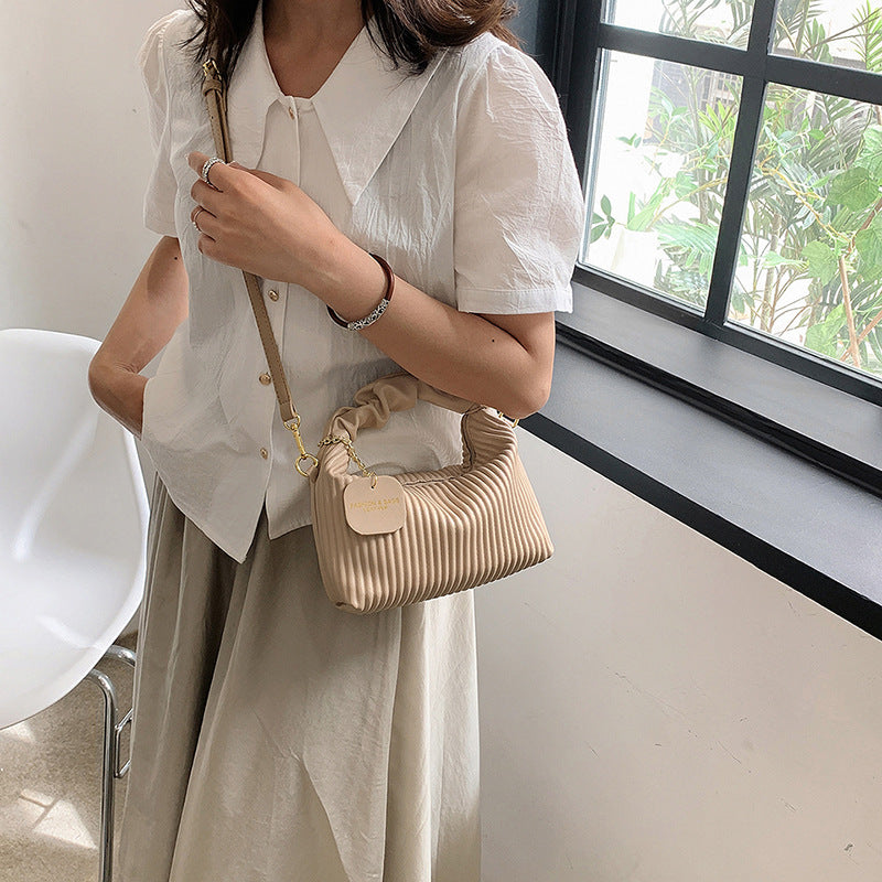 Pleated PU Leather Cloud Bag