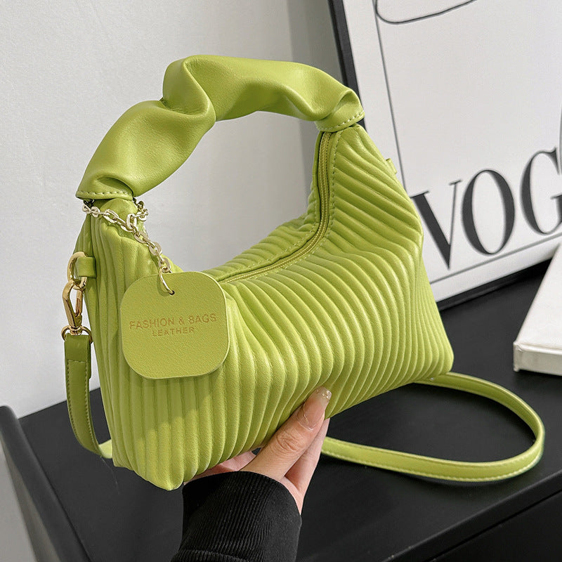 Pleated PU Leather Cloud Bag
