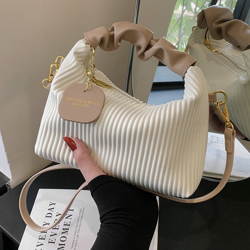 Pleated PU Leather Cloud Bag
