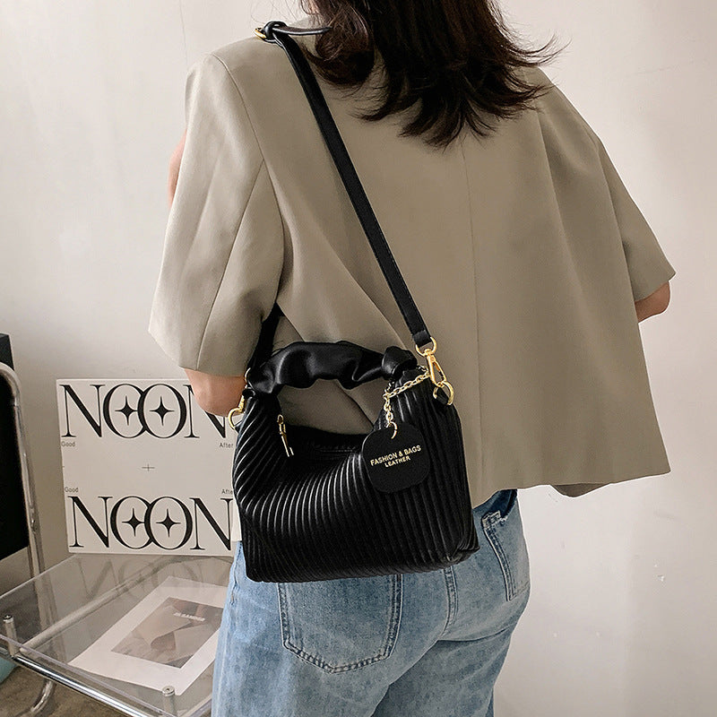 Pleated PU Leather Cloud Bag