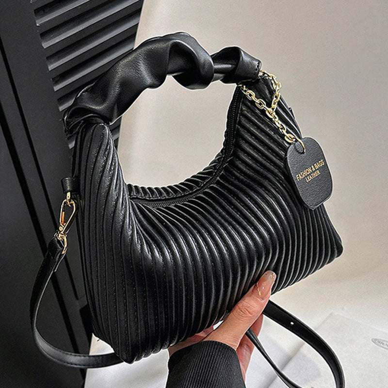 Pleated PU Leather Cloud Bag
