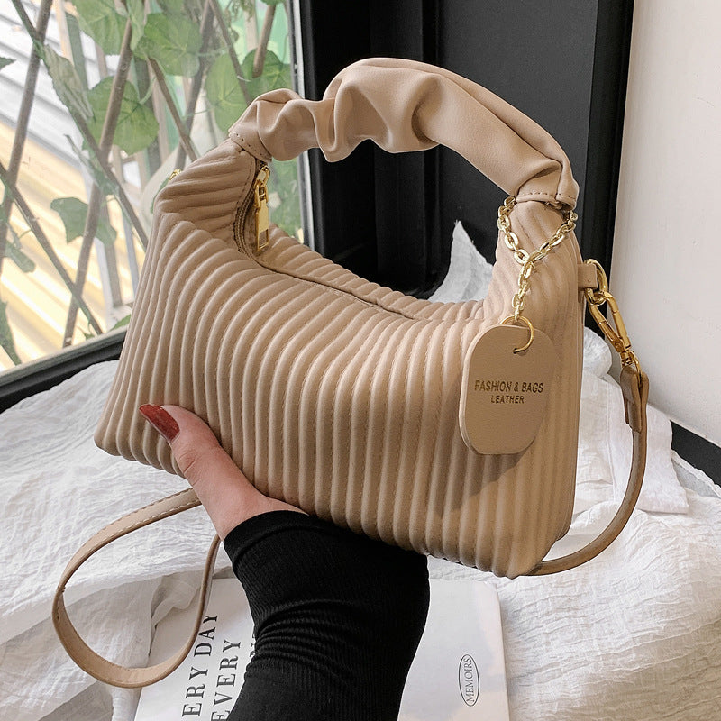 Pleated PU Leather Cloud Bag