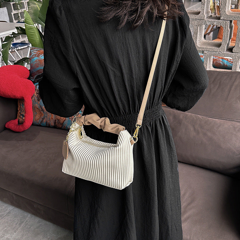 Pleated PU Leather Cloud Bag